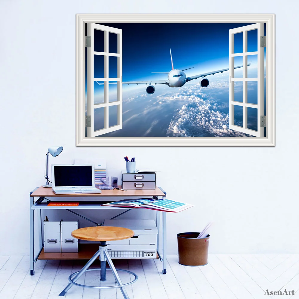 3d обои для самолета Съемный Настенный стикер виниловая живопись большой размер