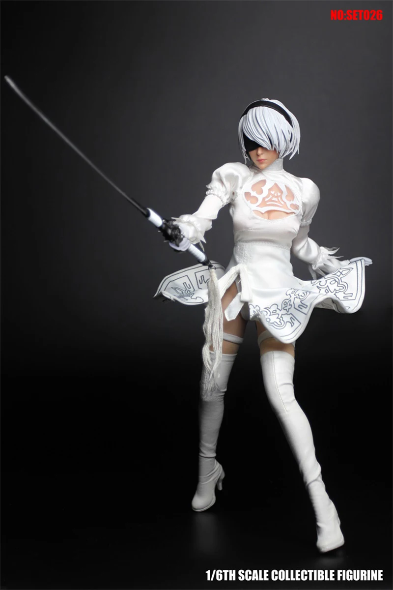 

Hot Sales 1/6th Scale SUPER DUCK SET026 NieR Automata 2B YoRHa female head sculpt carved model for 12 "pale body