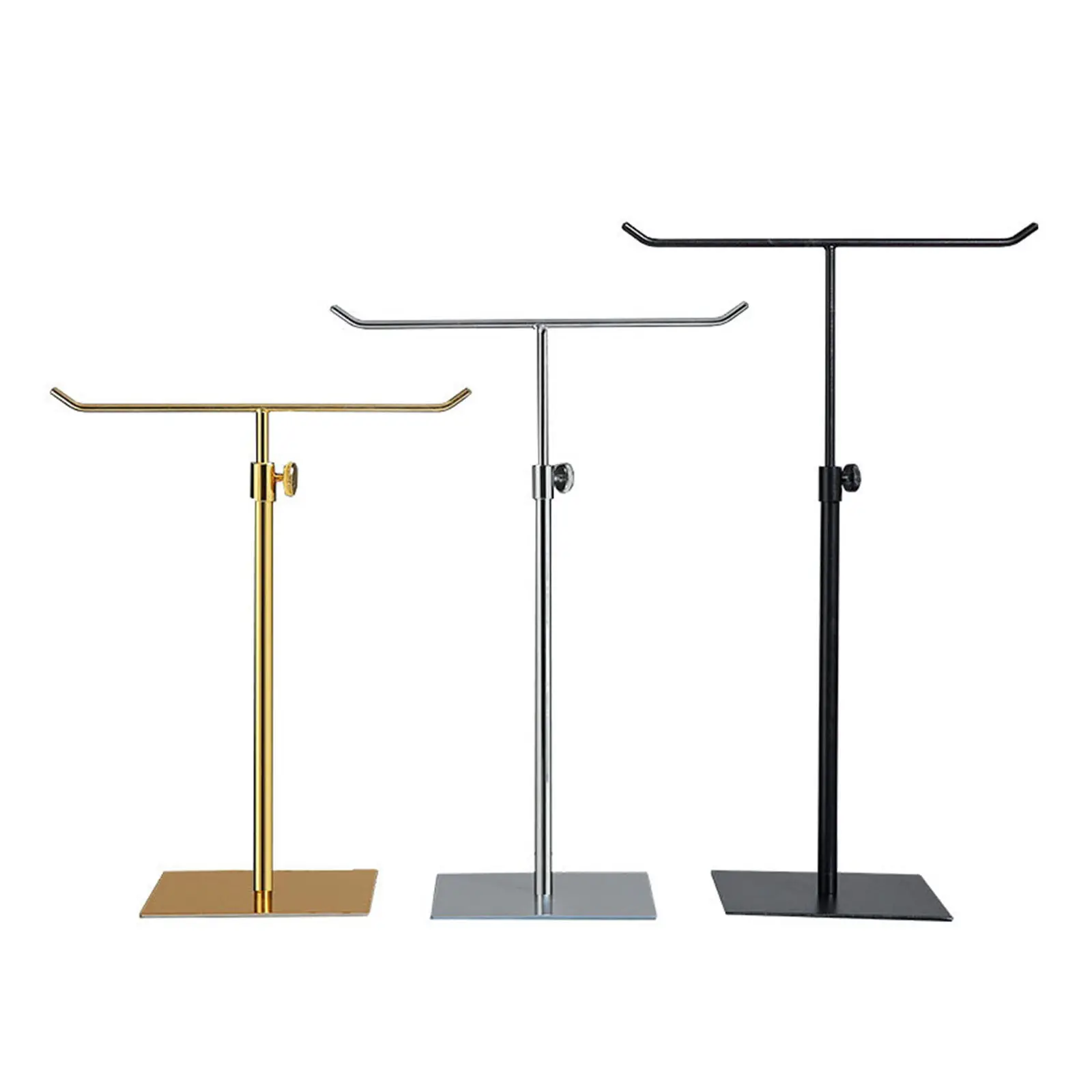 

T Display Stand Durable Adjustable Organizer Holder Rack for Necklace black