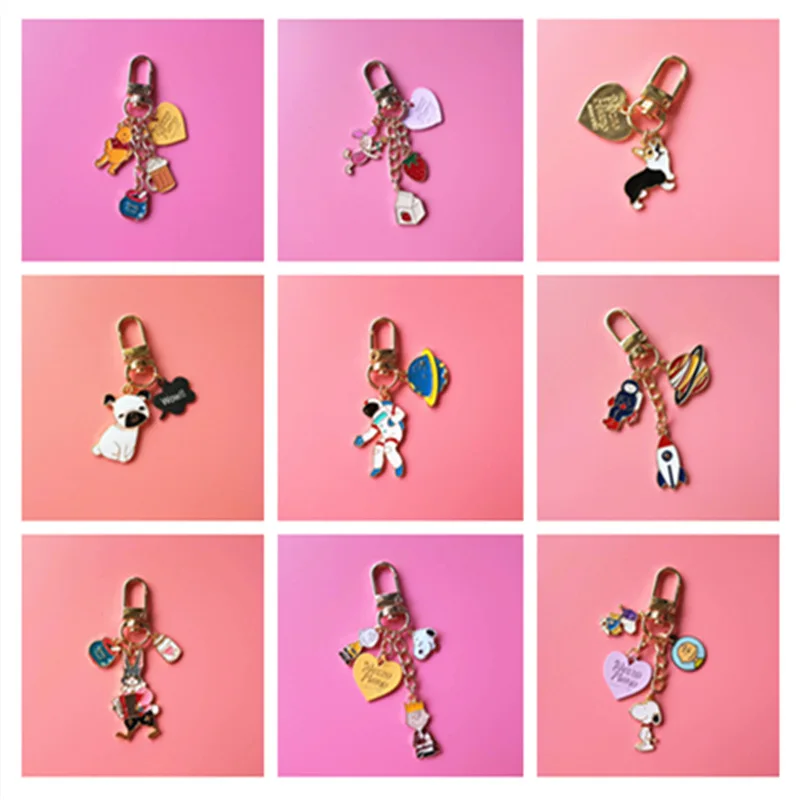 Модные масла падение сплав брелок для ключей Вселенной собака попкорн Алиса в