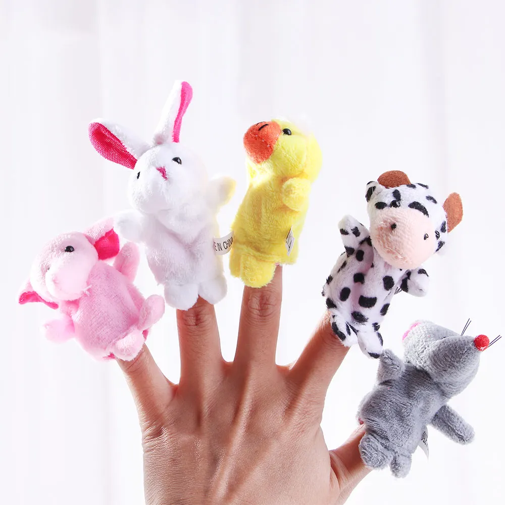 10 шт. милые семейные пальчиковые куклы с мультяшными животными мягкие игрушки