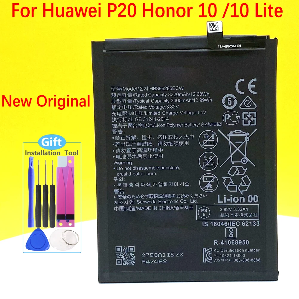 

Новый оригинальный аккумулятор HB396285ECW для телефона Huawei P20 /Honor 10 /10 Lite /PSmart P Smart 2019