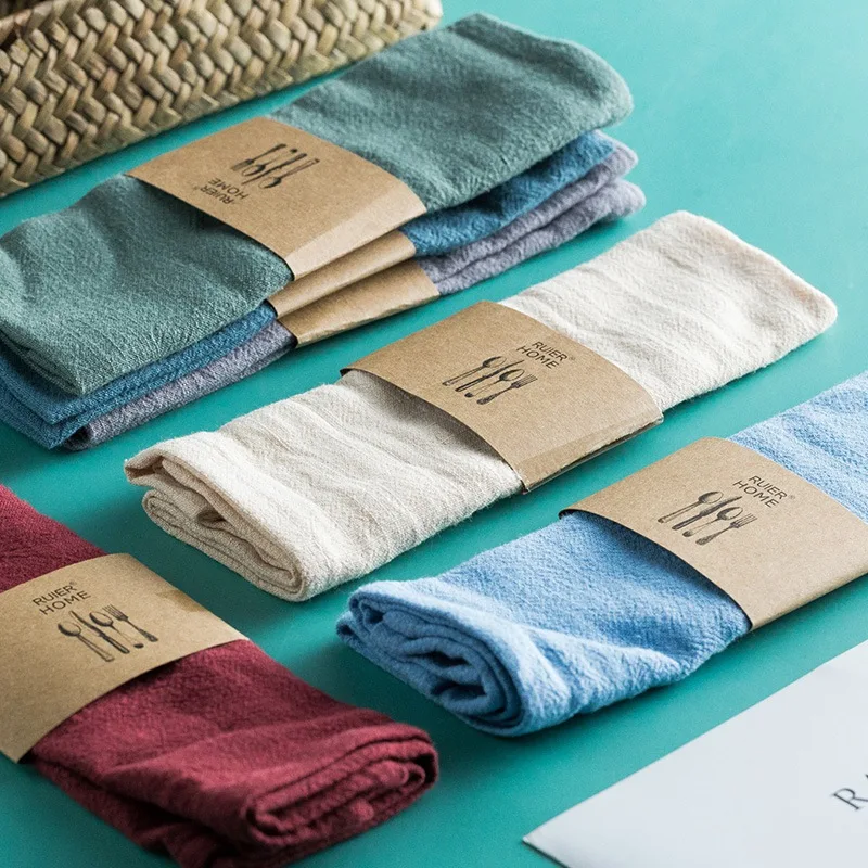 

Plain Cotton Linen Napkin Tea Cloth Hotel Restaurant Placemat Tablecloth Woven Linen Table Cloth Desktop Decoration