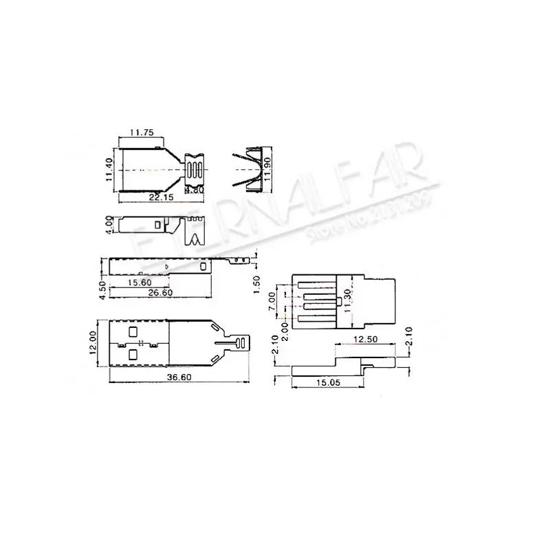 USB 2 0 V8 тип A штекер сварная прямая пластина комплект из трех частей прямой