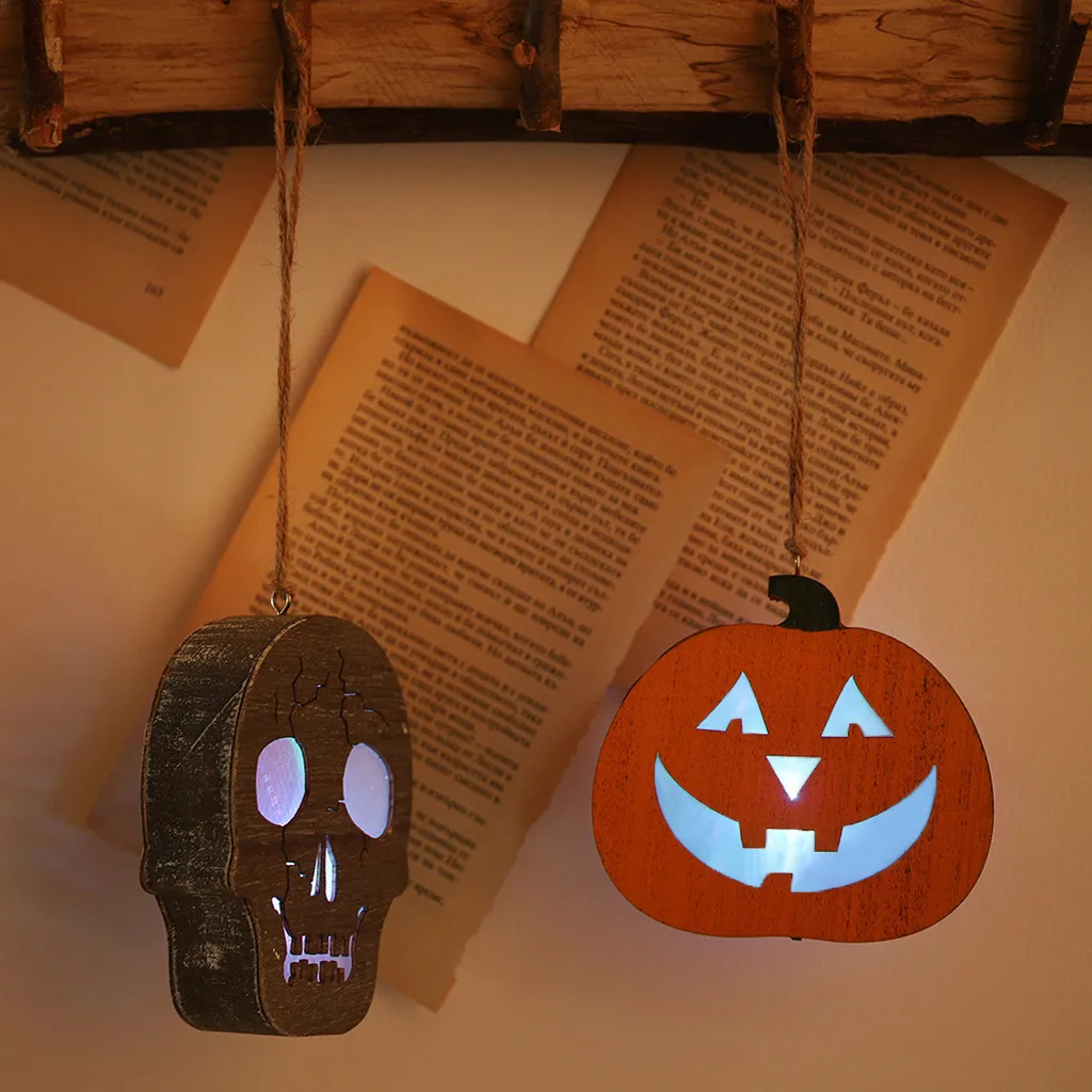 2020 оригинальный Гирлянда Хэллоуин фонарь Ужас Череп Тыква подвеска деревянный