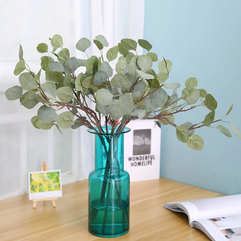 

Artificial Plants Fake Flower Plastic Eucalyptus Leaves Branch Grass Home Decor Accessories Wedding Party Decoration Faux Fabric
