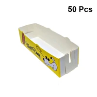 50pcs disposable paper food serving tray foldable coating snack open box hot dog fries chicken box take out containers