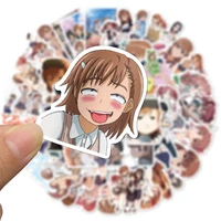 anime to aru kagaku no rail gun sticker cosplay badge misaka mikoto cartoon tags water proof paster 50pcs