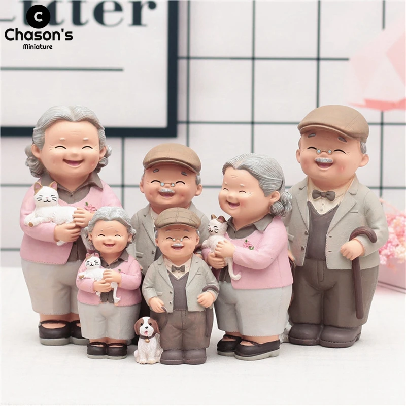 

Mini Grandma Grandpa Figures Sweety Lovers Couple Old People Ornament For Fairy Garden Figurines Miniature Home Decor Decoration