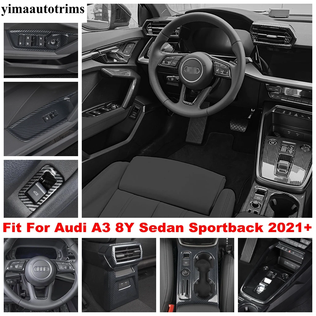 

ABS Carbon Fiber Accessories Steering Wheel Instrument Panel Frame Cover Trim Interior For Audi A3 8Y Sedan Sportback 2021 2022