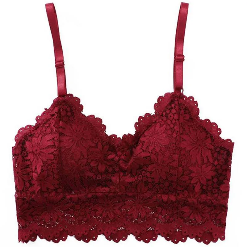 Женский кружевной топ на бретельках красный пикантный с цветочным принтом