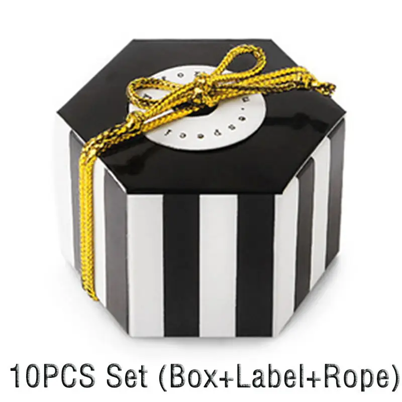10pcs strips set Подарочная коробка в полоску и горох Boite Dragees Bonbonniere, упаковка, свадебные подарочные коробки для конфет, торта, вечерние шоколадные сумки - Цвет: 10pcs strips set