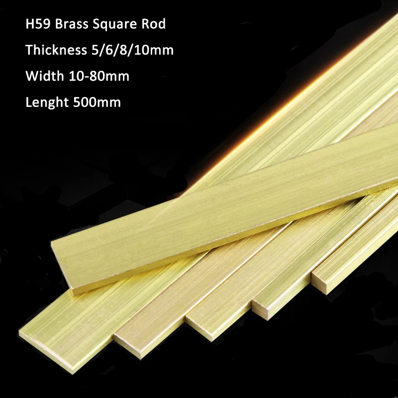 

1Pcs H59 Brass Square Rod 59% Cu Copper Alloy Flat Bar Thickness 5/6/8/10mm * Width 10-80mm * Lenght 500mm Good DIY Material