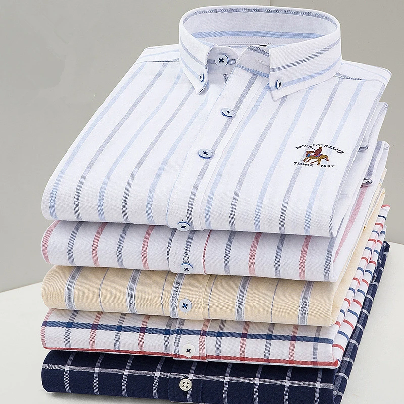 

Рубашка мужская однотонная в клетку, 100% хлопок, в полоску