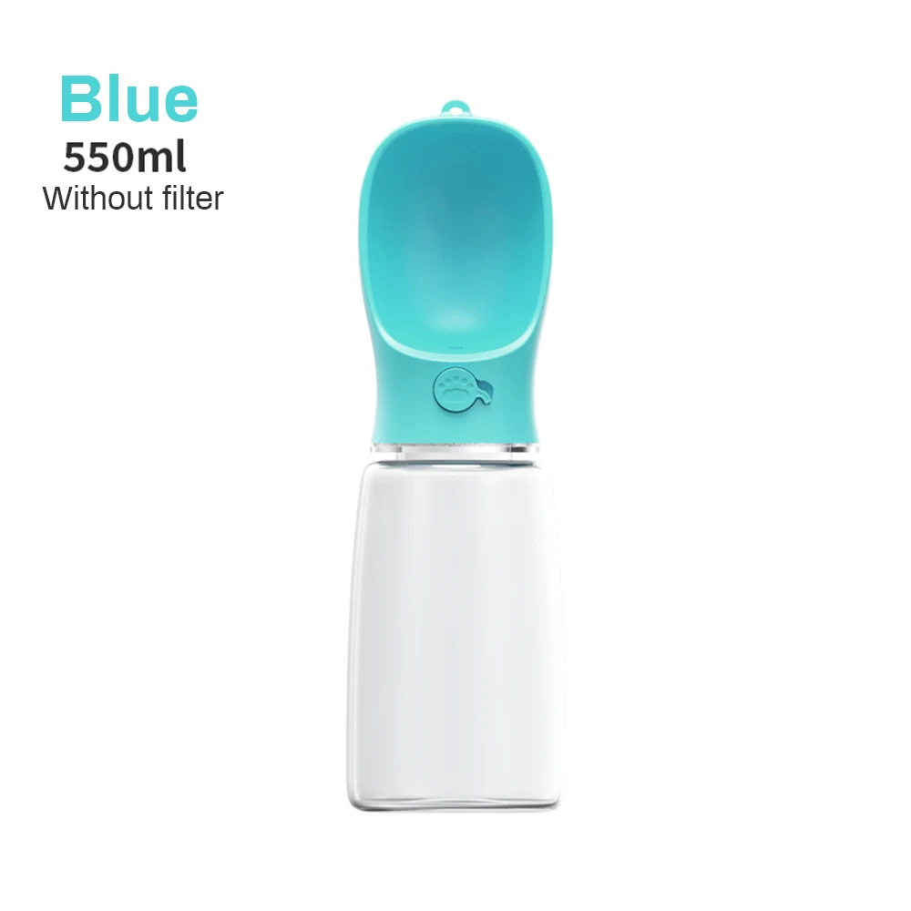 blue 550ml no filter Бутылка для воды для домашних собак, для маленьких и больших собак, для путешествий, для щенков, портативная поилка для кошек, диспенсер для воды для домашних животных, продукт для домашних животных - Цвет: blue 550ml no filter