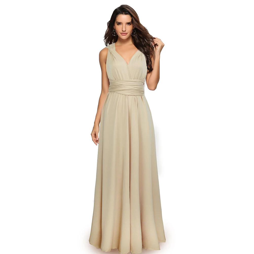 

DEERVEADO Multiway Wrap Bridesmaid Dresses Long Elegant Dress Women for Wedding Party Gown robe de soire de mariage LQ2035