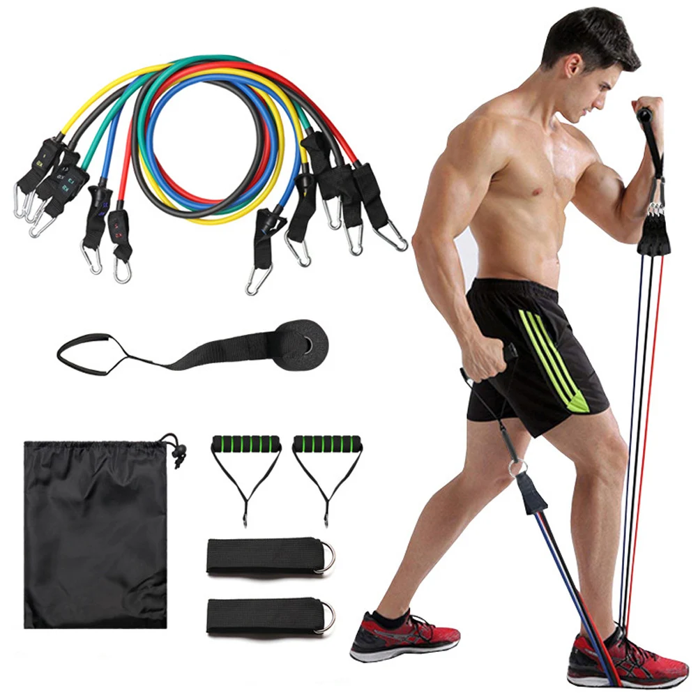 

11 Pcs Resistance Bands Set Fitness Bands Resistance Gym Equipment Exercise Bands Pull Rope Fitness Elastic Training Expander
