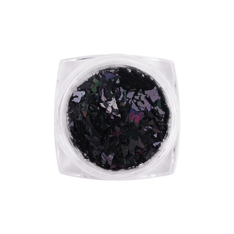 Black 1 коробка блестящая лазерная бабочка Блестки для ногтей акриловые блестки голографическая сверкающая блестка для ногтей листы Советы Украшение для ногтей - Цвет: Black