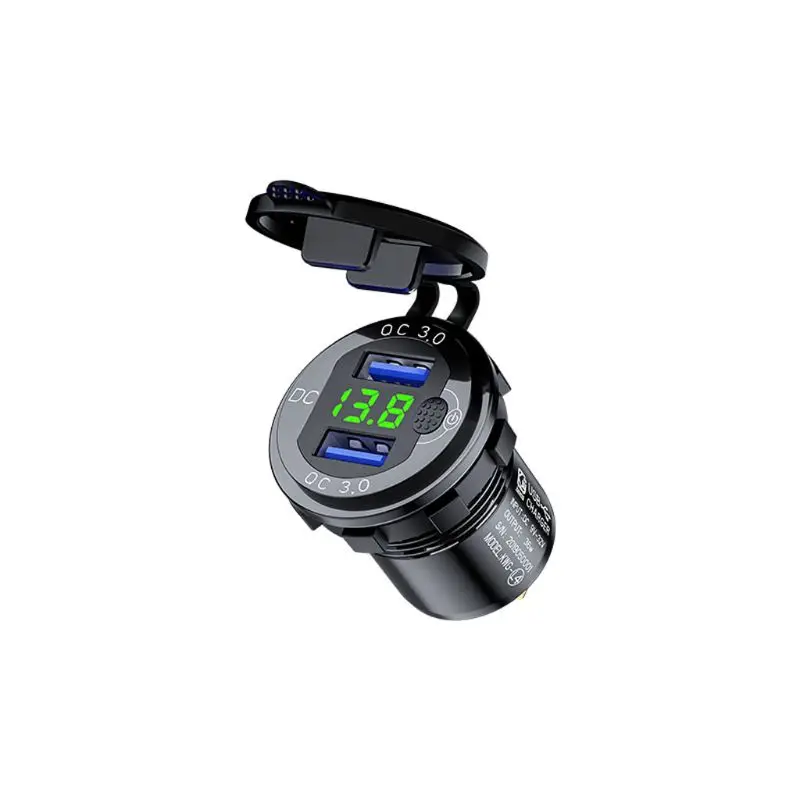 

12V 24V 18W Алюминий Водонепроницаемый двойной QC3.0 для быстрой зарядки с usb-портом, Зарядное устройство Мощность розетки с светодиодный переключ...