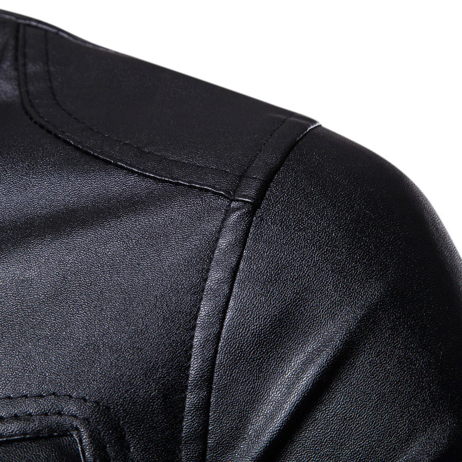 Leather Jackets Men Fashion Stand Collar Black Winter Zipper Patchwork Casual Faux Coats Long Sleeve PU Fur | Мужская одежда
