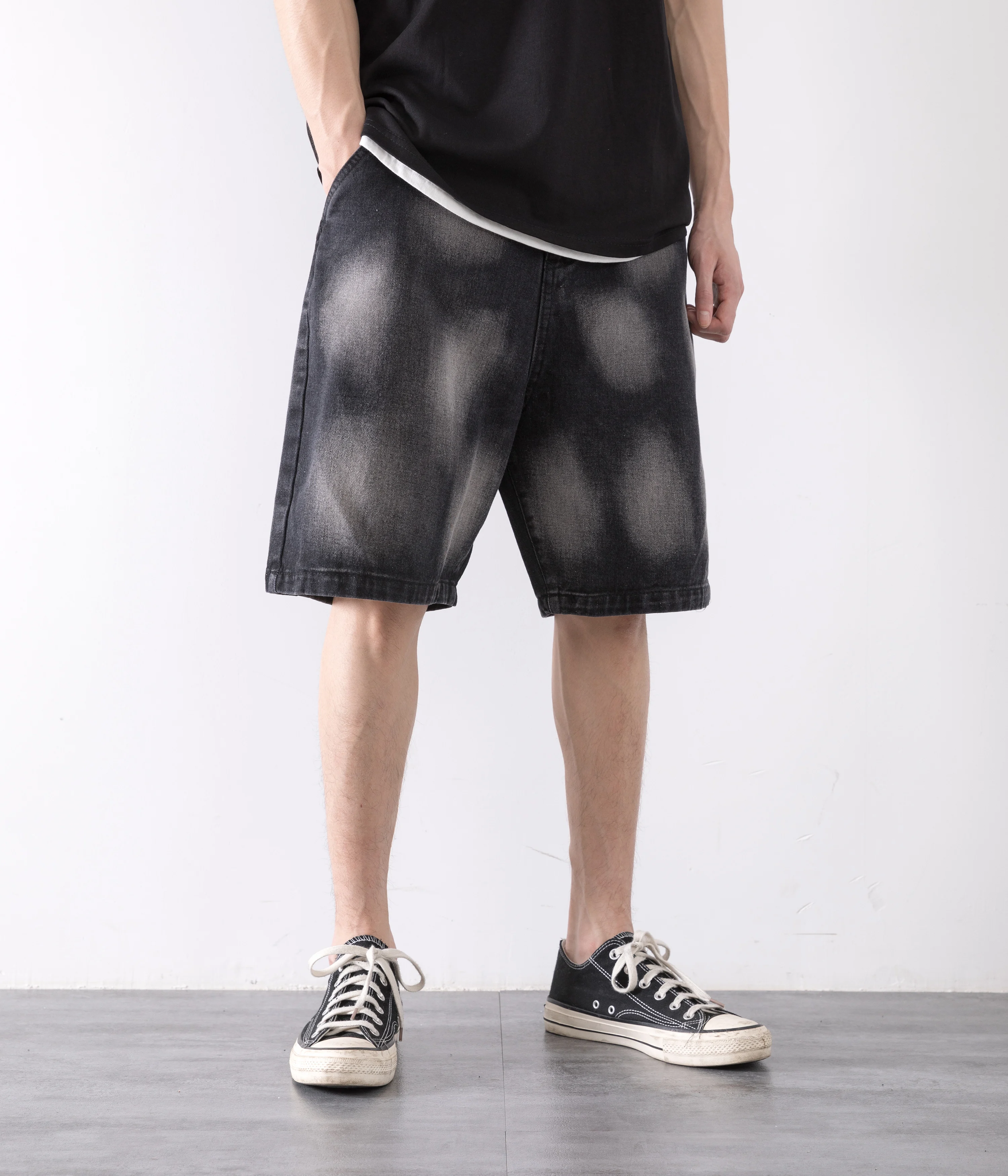 

Vintage DENIM SHORTS MEN 2021 new summer thin trendy brand loose straight tube casual all over the wide leg five legged pants