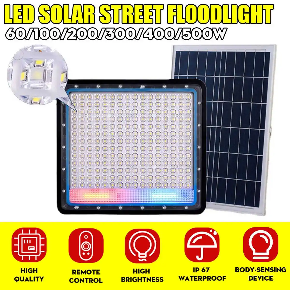 

A2 LED Floodlight Wall Lamp Solar Street Light Rode Courtyard Wireless Outdoor Garden Waterproof Large Battery Solar Lamps