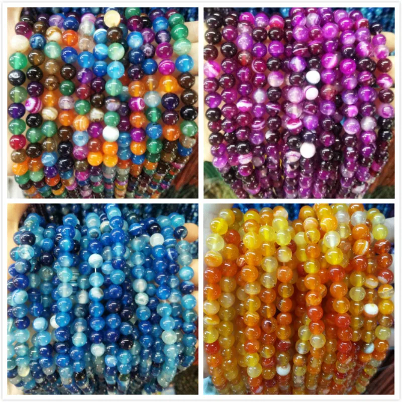 Круглые бусины из натурального камня Агаты для изготовления ювелирных изделий