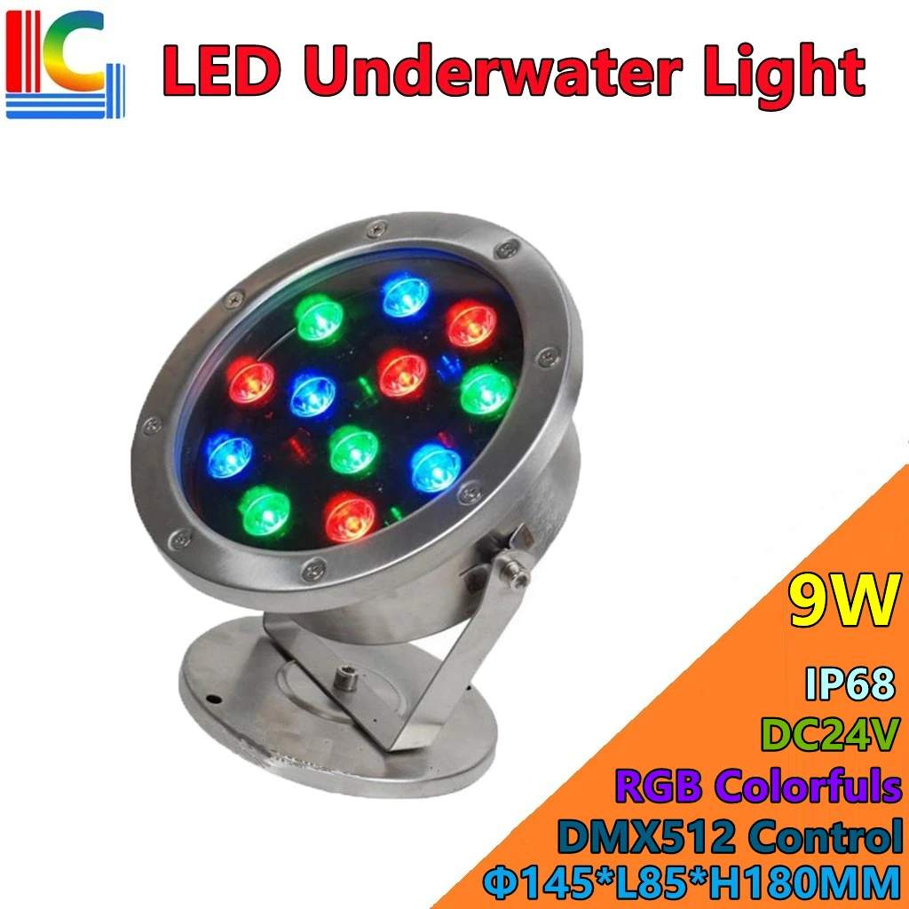 Фонтан 9 ваттов 12 светодиодный подводный светильник 12V 24V 110V 220V Поворотный