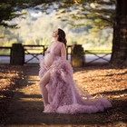 Розовое фатиновое платье для беременных, прозрачное Пышное Тюлевое платье для беременных с длинным рукавом, женское Тюлевое платье, 2020