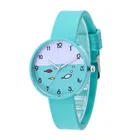 Новые силиконовые студенческие часы ярких цветов, модные часы для девочек, детские наручные часы с рисунком рыбы, Детские кварцевые наручные часы
