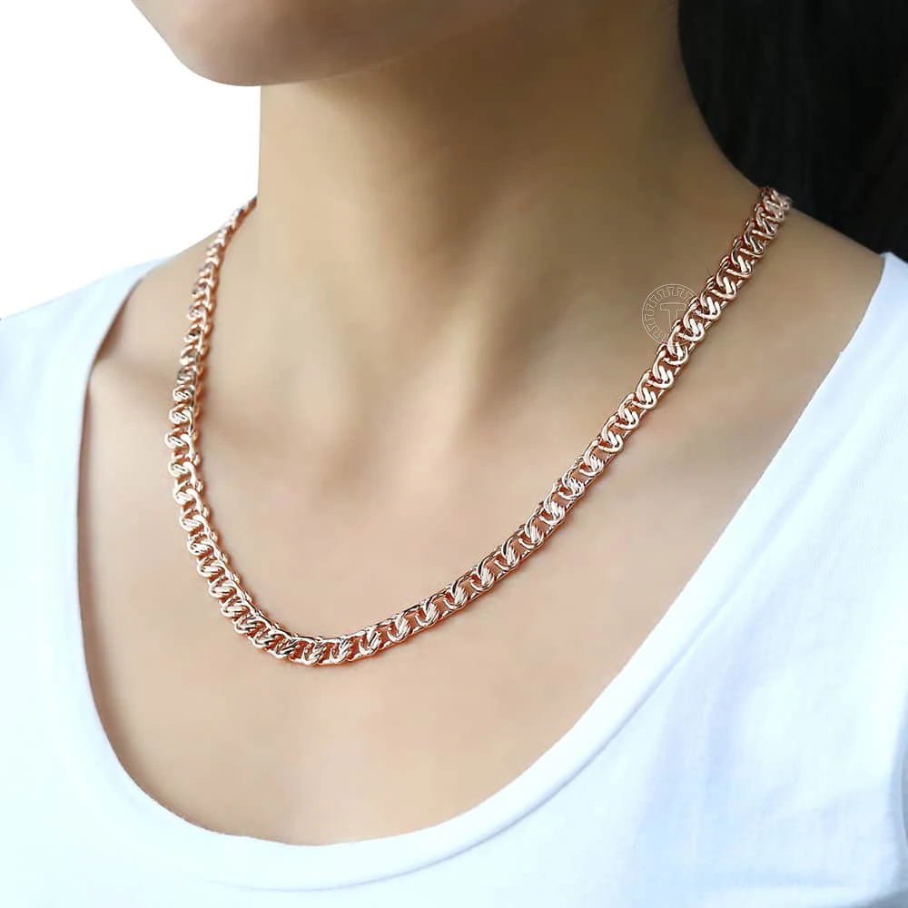 Ожерелье из розового золота 585 пробы для женщин и мужчин ожерелья цепочки с