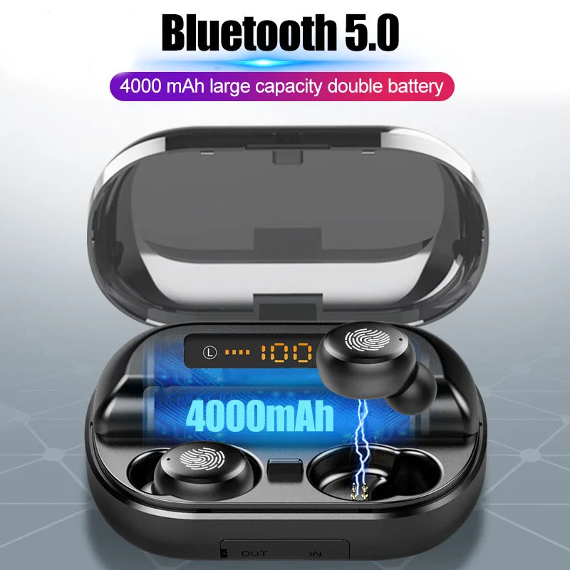 

V11 TWS беспроводные Bluetooth наушники IPX7 водонепроницаемая Спортивная гарнитура игровые наушники со светодиодным дисплеем вкладыши с зарядным ...