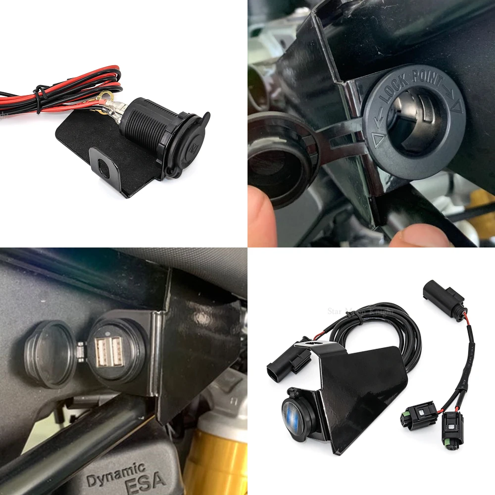 For BMW R1200GS R1250GS Adventure R1250 GS Dual Usb Charger Motorcycle Dual USB interface Charger Adapter Port Lighter Charger