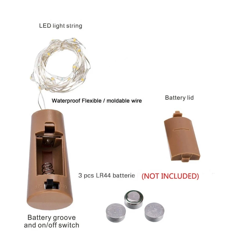 

Battery powered cork wine bottle light 1m / 2m DIY LED String Lights For Indoor Outdoor Wedding Christmas Lights