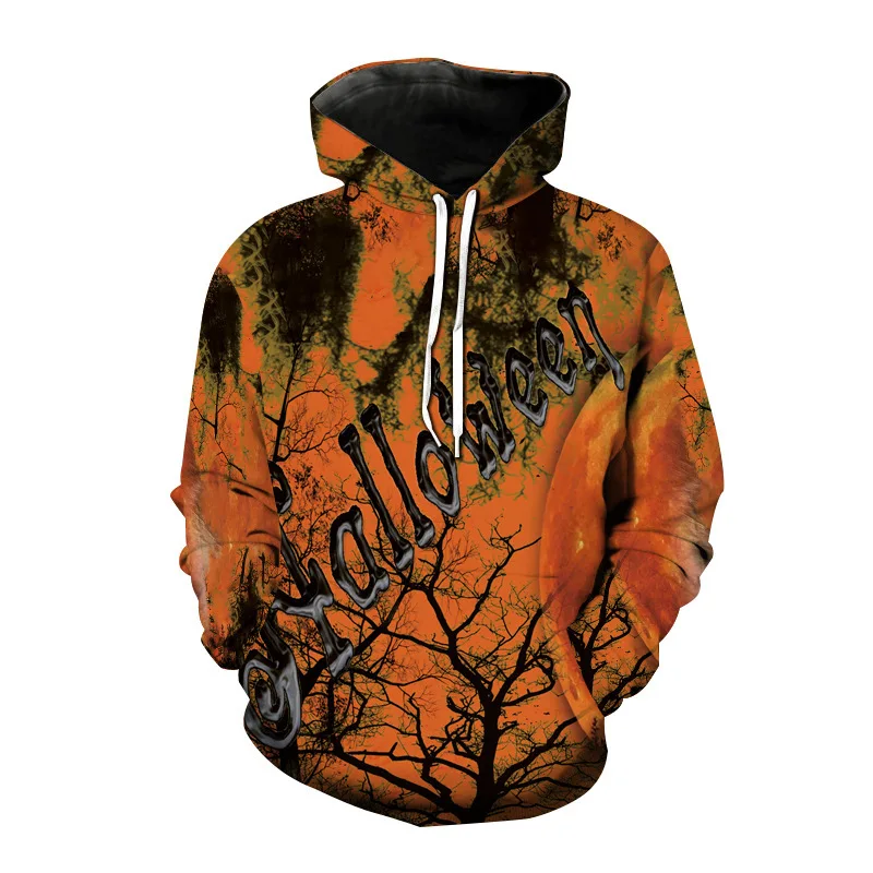 

Свитшот мужской с капюшоном, свитер с 3D принтом листьев, худи с длинным рукавом, осень 2021