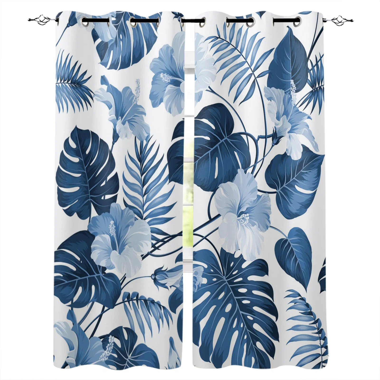 

Palm Branches Leaves Tropical Flowers Blackout Curtains For Bedroom Blinds Drapes Window Curtains For Living Room High Shading