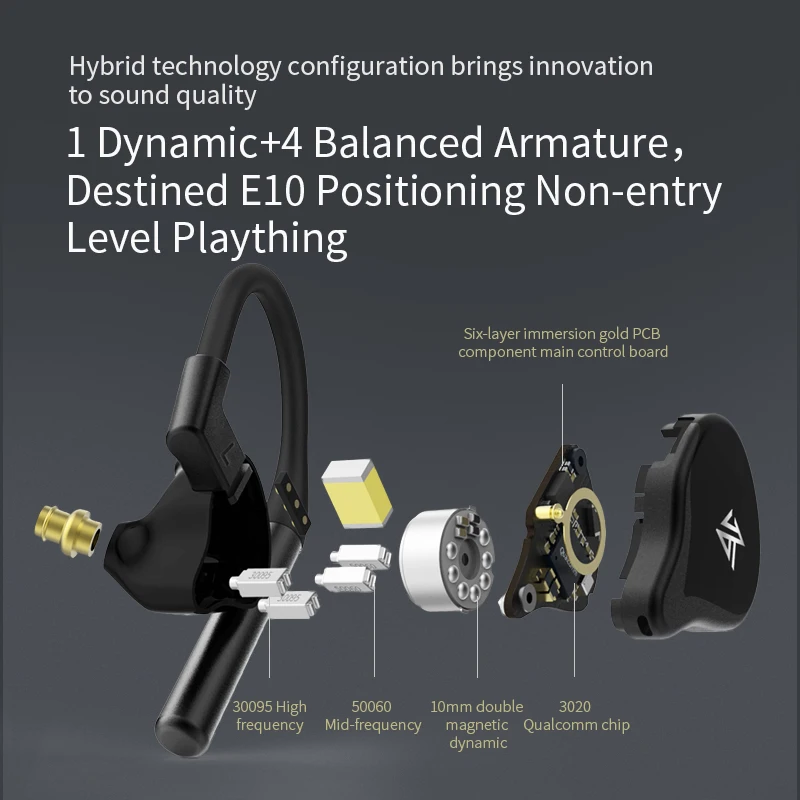 KZ E10 TWS Bluetooth 5 0 аудио музыка беспроводной 4BA + 1DD гибридный драйвер наушники IEM спорт