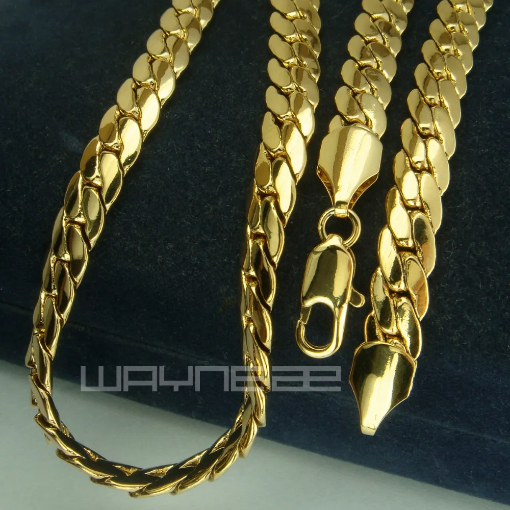 

7mm band width Gold color men trendy link chain Necklace N230