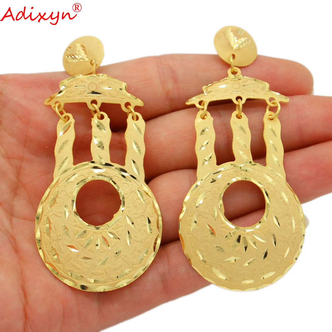 

Adixyn Ethnic Drop Earrings for Women Wedding Jewelry 24K Gold Color Dubai Earrings African Middle east Party Gifts N02017