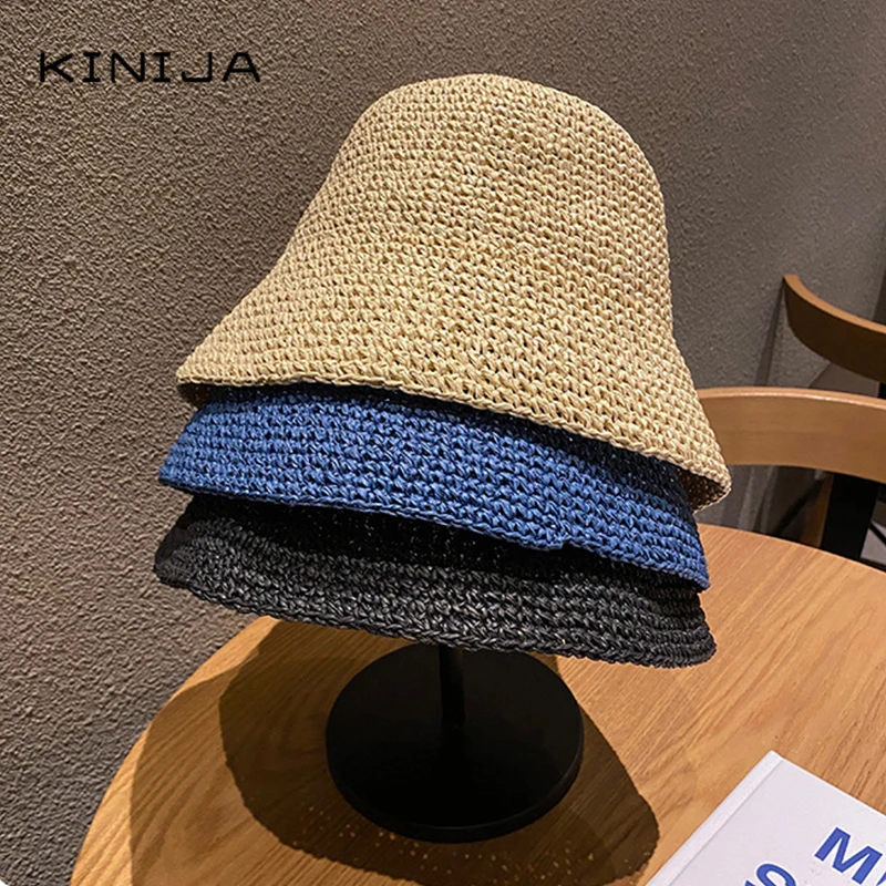 Панама женская Соломенная с козырьком модная пляжная от солнца корейский стиль