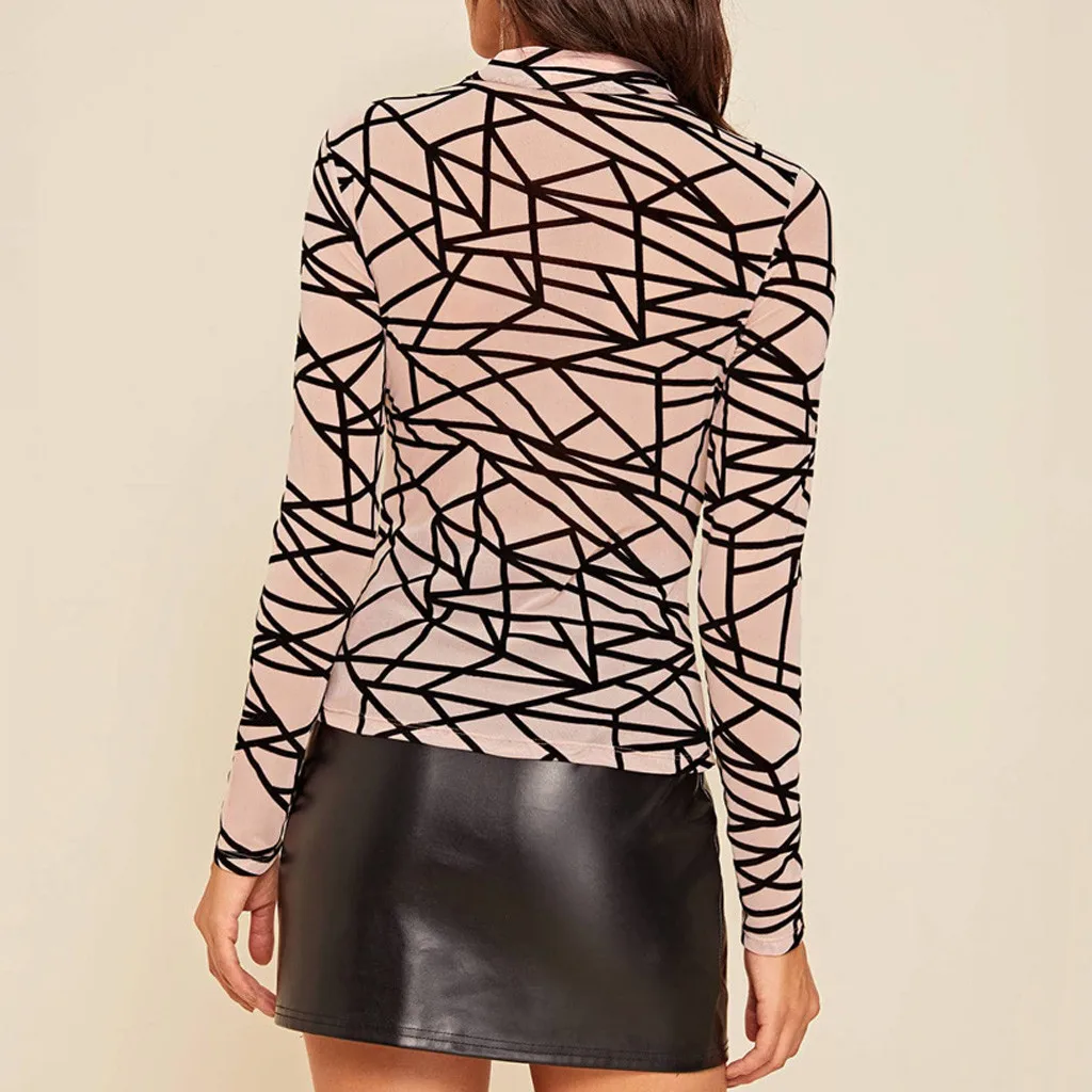 Женская зимняя футболка с круглым вырезом длинным рукавом и сетчатым