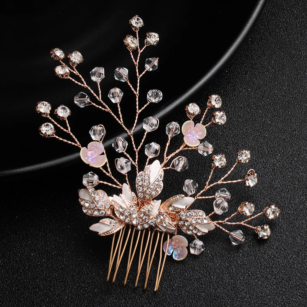 

1pc Shiny Elegant Bride Headdress Floral Rhinestone Hairpin Decoration