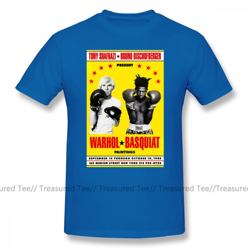 Basquiat футболка Basquiat Warhol Poster T-Shirt 5x футболка с коротким рукавом Хлопковая мужская забавная Футболка с принтом - Цвет: Blue