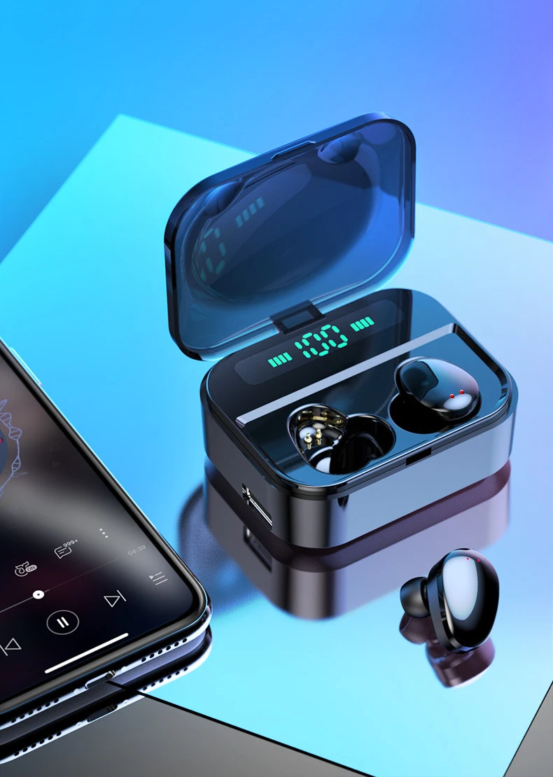 TWS стерео Bluetooth 5,0 микро беспроводные наушники IPX7 водонепроницаемый шумоподавление спортивные мини наушники вкладыши блок питания