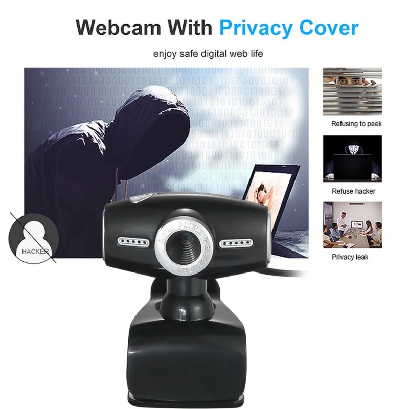 

USB 2.0 Webcam With Microphone Optical Lens No Driver Computer Web Camera Cam Video Call Clip-On Webcam For Laptop Desktop PC