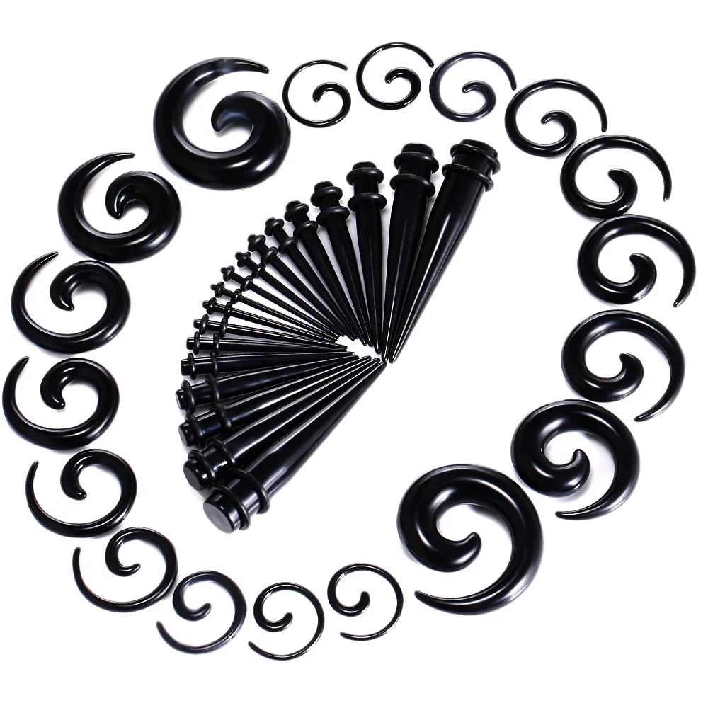 

36pcs/Lot Acrylic Ear Taper Plug With Silicone Ear Tunnels Plug Gauge Helix Piercing Jewelry Ear Expander Stretcher Set Color