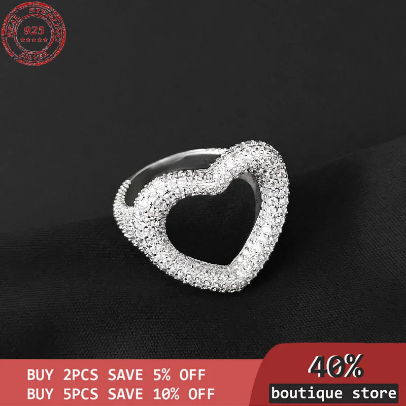 

Female ring sterling s925 leaking heart-shaped, custom jewel wheel luxury, vintage style