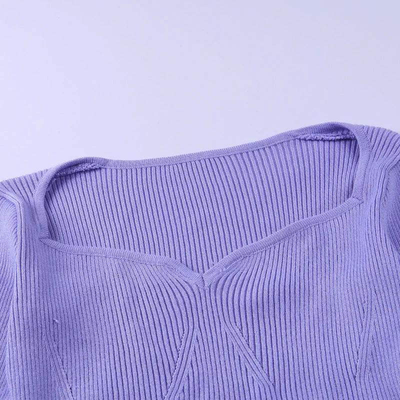 

LVINMW Sexy V Neck Long Sleeve Solid Crop Top 2020 Autumn Winter Women tshirts Slim Fashion Knitted Elegant Pullover Tops Street