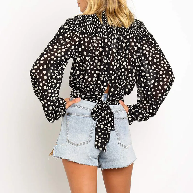 Fanbety женская элегантная шифоновая блузка рубашка сексуальная офисная бандажная