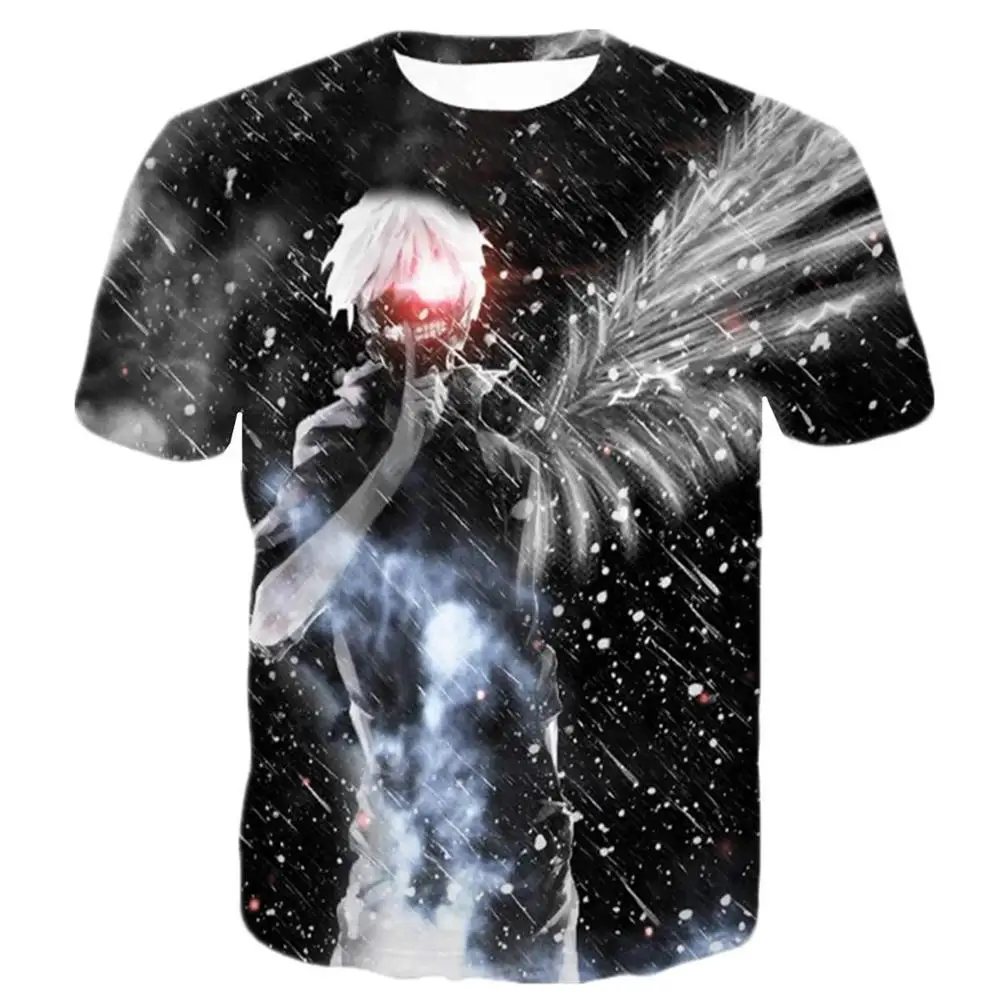 Harajuku топы с коротким рукавом аниме Ангел Токийский Гуль Мужская и Женская